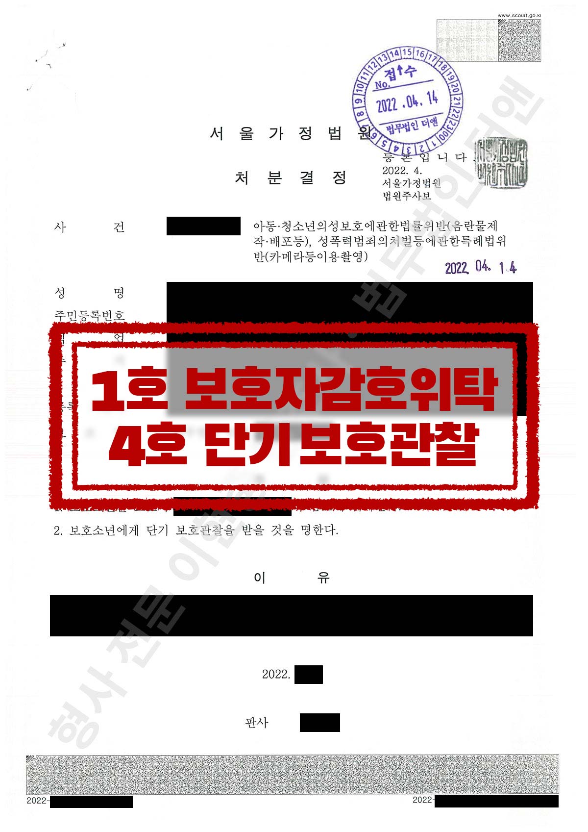 여자친구 나체사진 수신 후 협박, 보호자 감호 위탁 처분